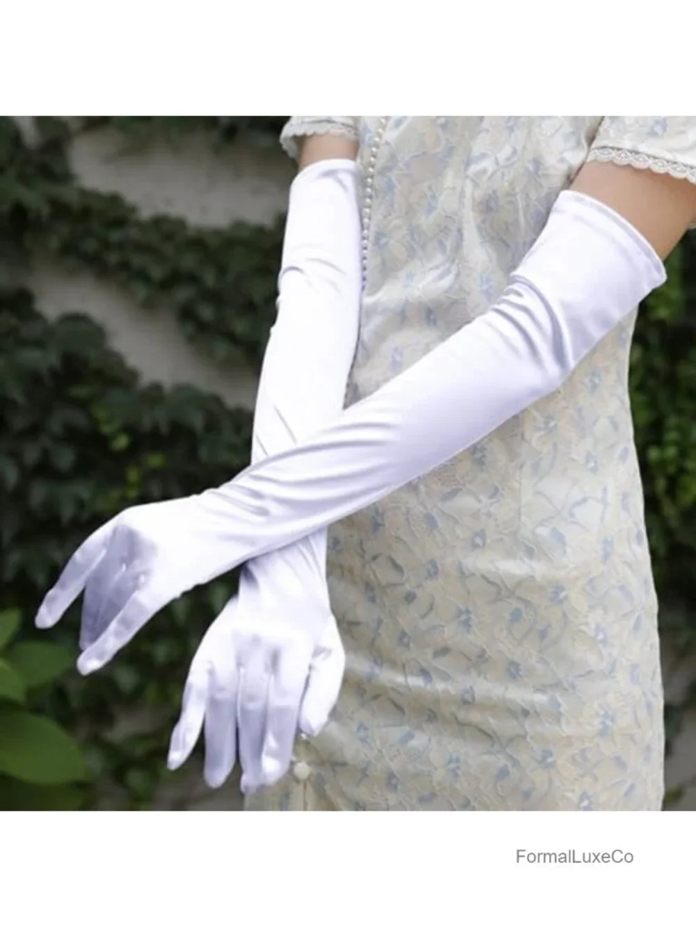 Satin Opera Gloves Elbow Length Stretchy Wedding Bride Gloves